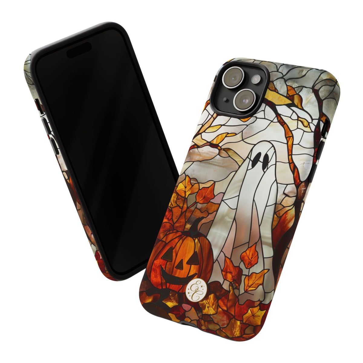 Ghost & Pumpkin Stained Glass Halloween Phone Case