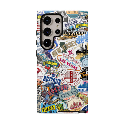 USA Travel Stickers Tough Phone Case