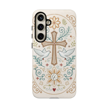 Christian Cross and Doves Tough Phone Case