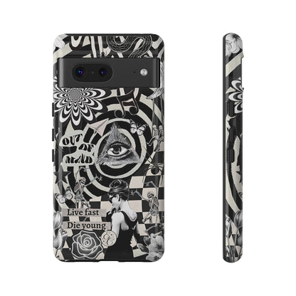 Black and White Psychedelic Art Tough Phone Case