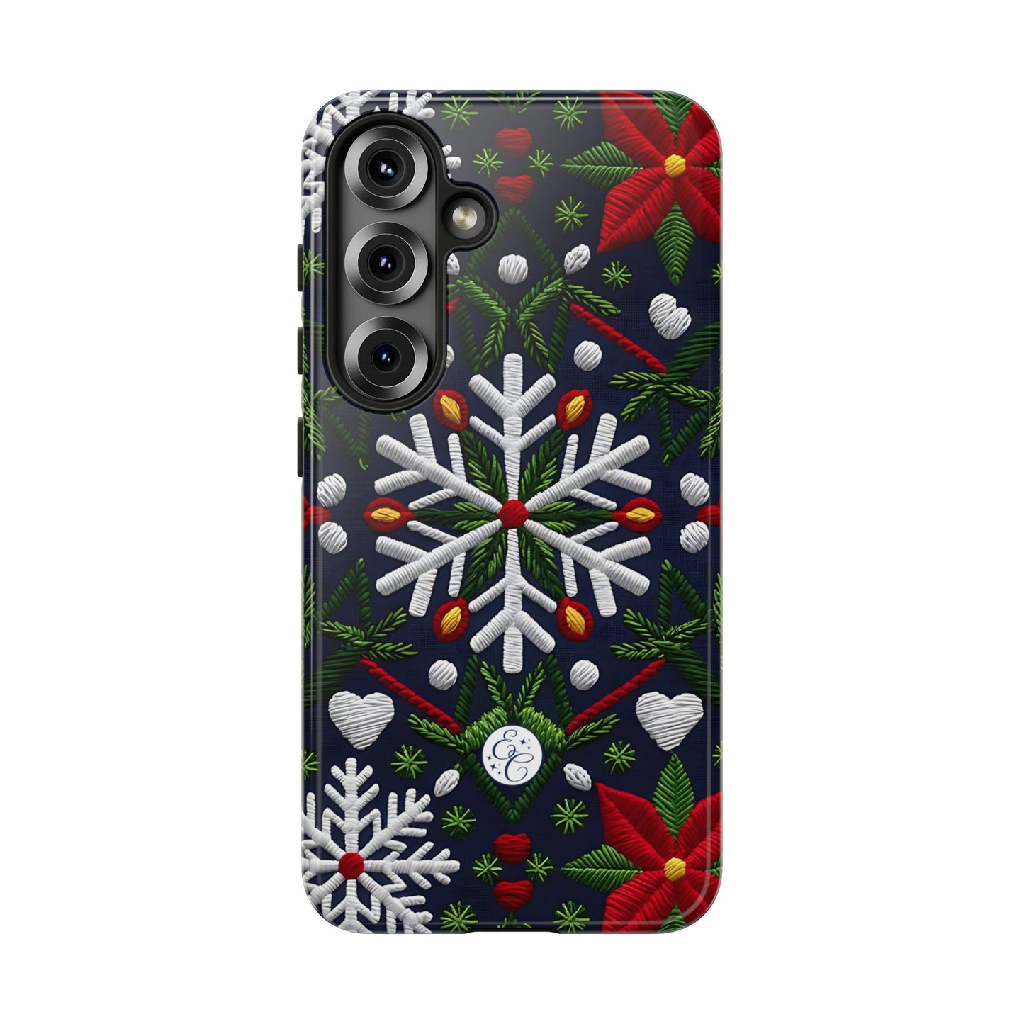 Snowflakes and Poinsettias Tough Phone Case