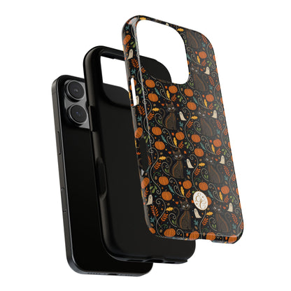 Boho Halloween Black Cat Pattern Tough Phone Case