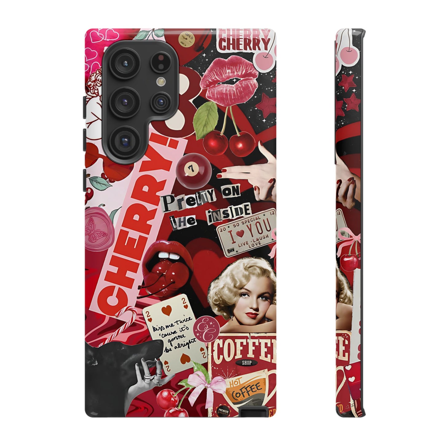 Cherry Theme Retro Collage Tough Phone Case