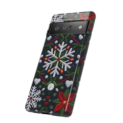 Snowflakes and Poinsettias Tough Phone Case