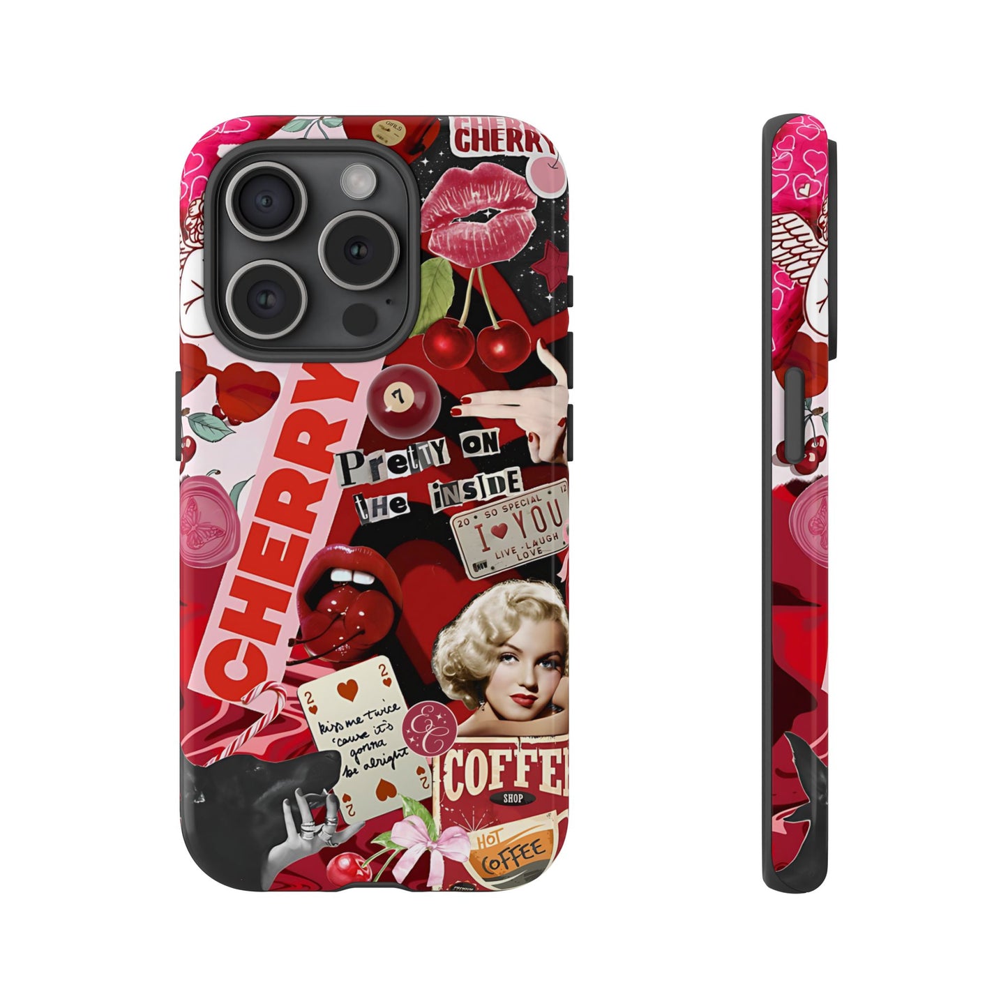 Cherry Theme Retro Collage Tough Phone Case