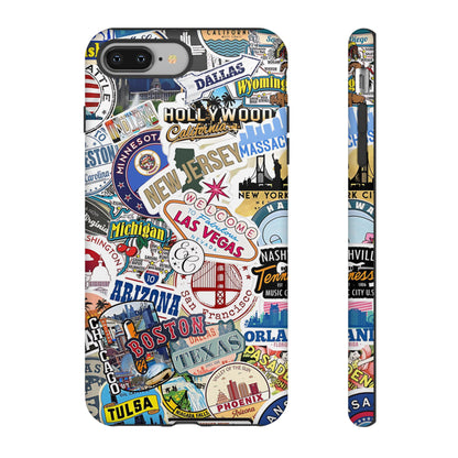 USA Travel Stickers Tough Phone Case