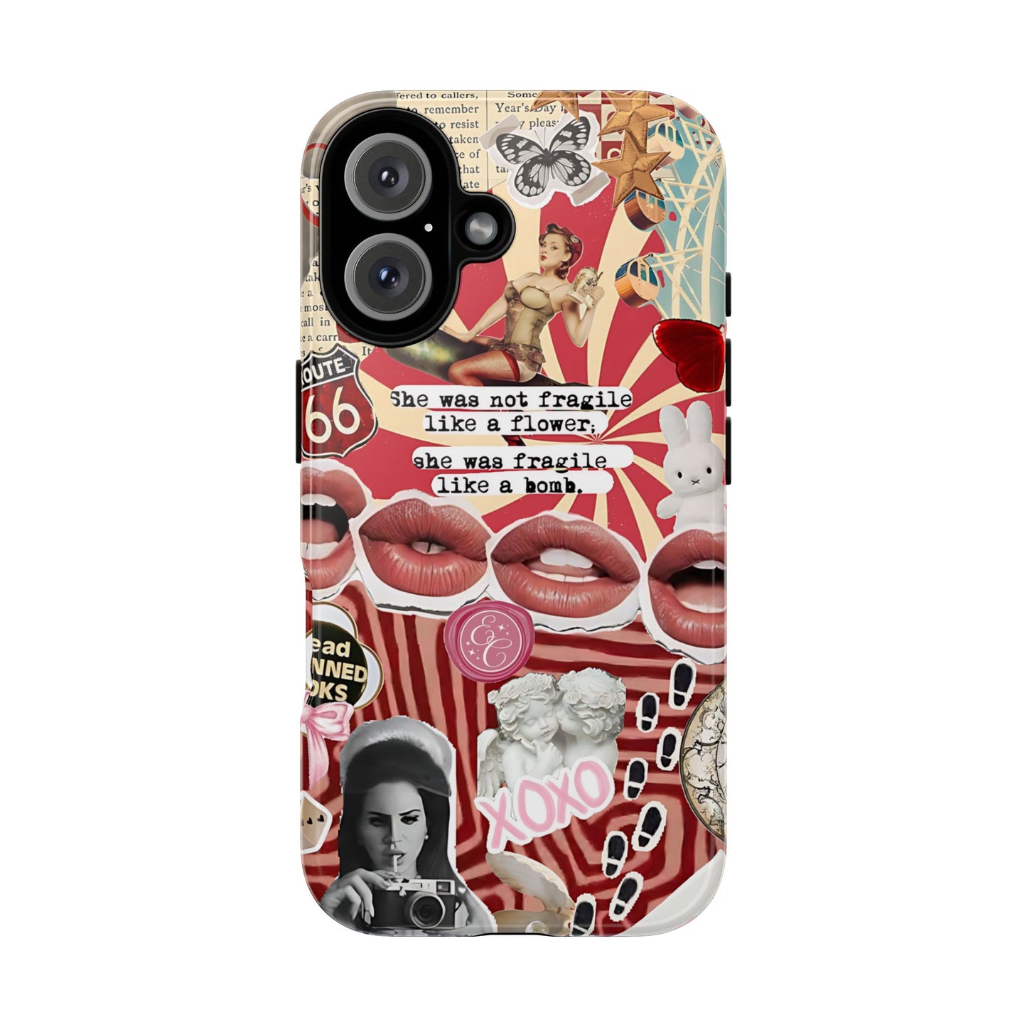 Feminine Aesthetic Retro Collage Tough Phone Case