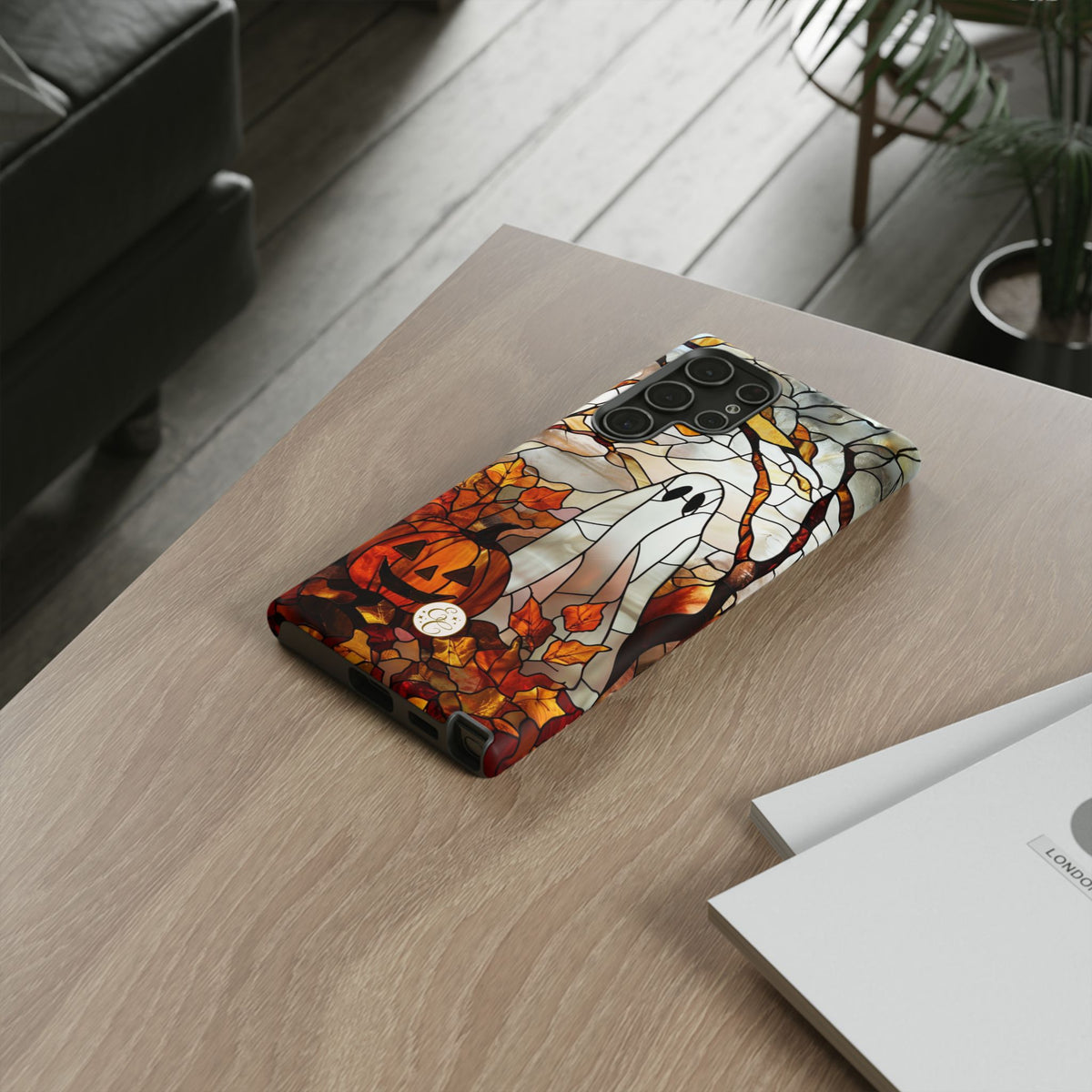 Ghost & Pumpkin Stained Glass Halloween Phone Case