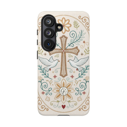 Christian Cross and Doves Tough Phone Case