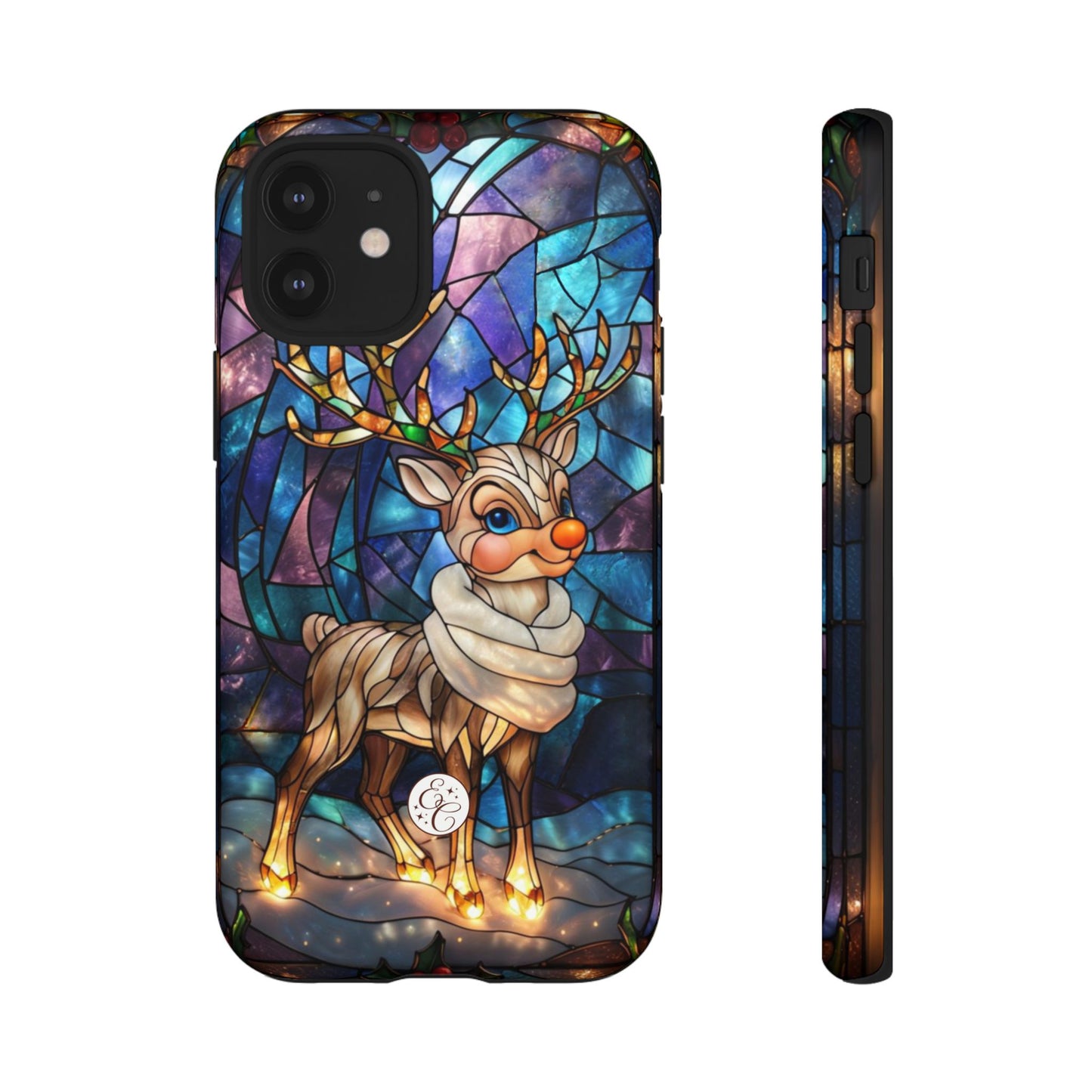 Cute Reindeer Stained Glass Tough Phone Case