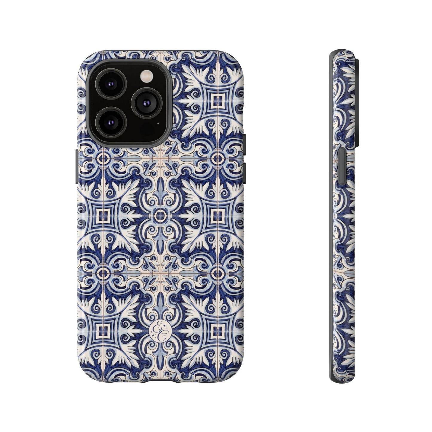 Mediterranean Floral Ceramic Pattern Tough Phone Case