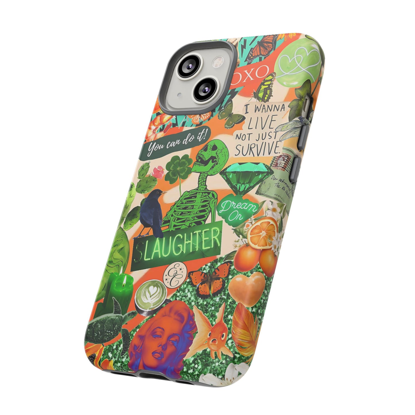 Green and Orange Collage Tough Phone Case