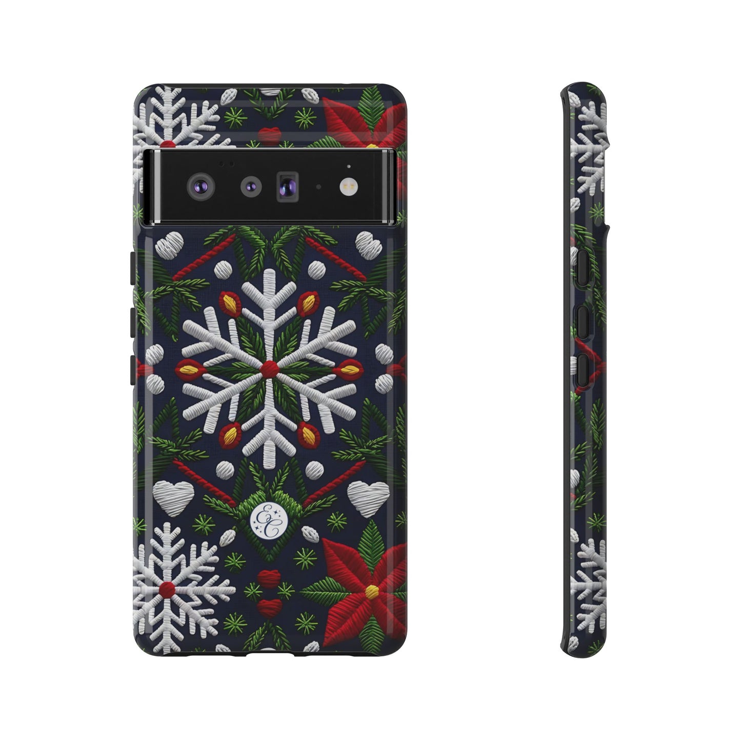 Snowflakes and Poinsettias Tough Phone Case