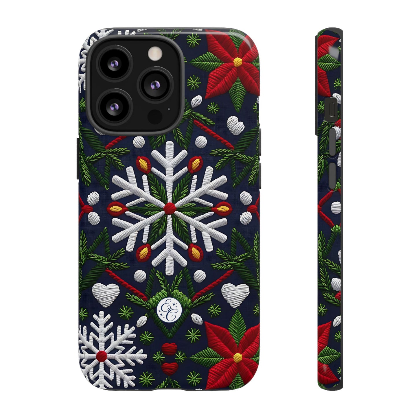 Snowflakes and Poinsettias Tough Phone Case