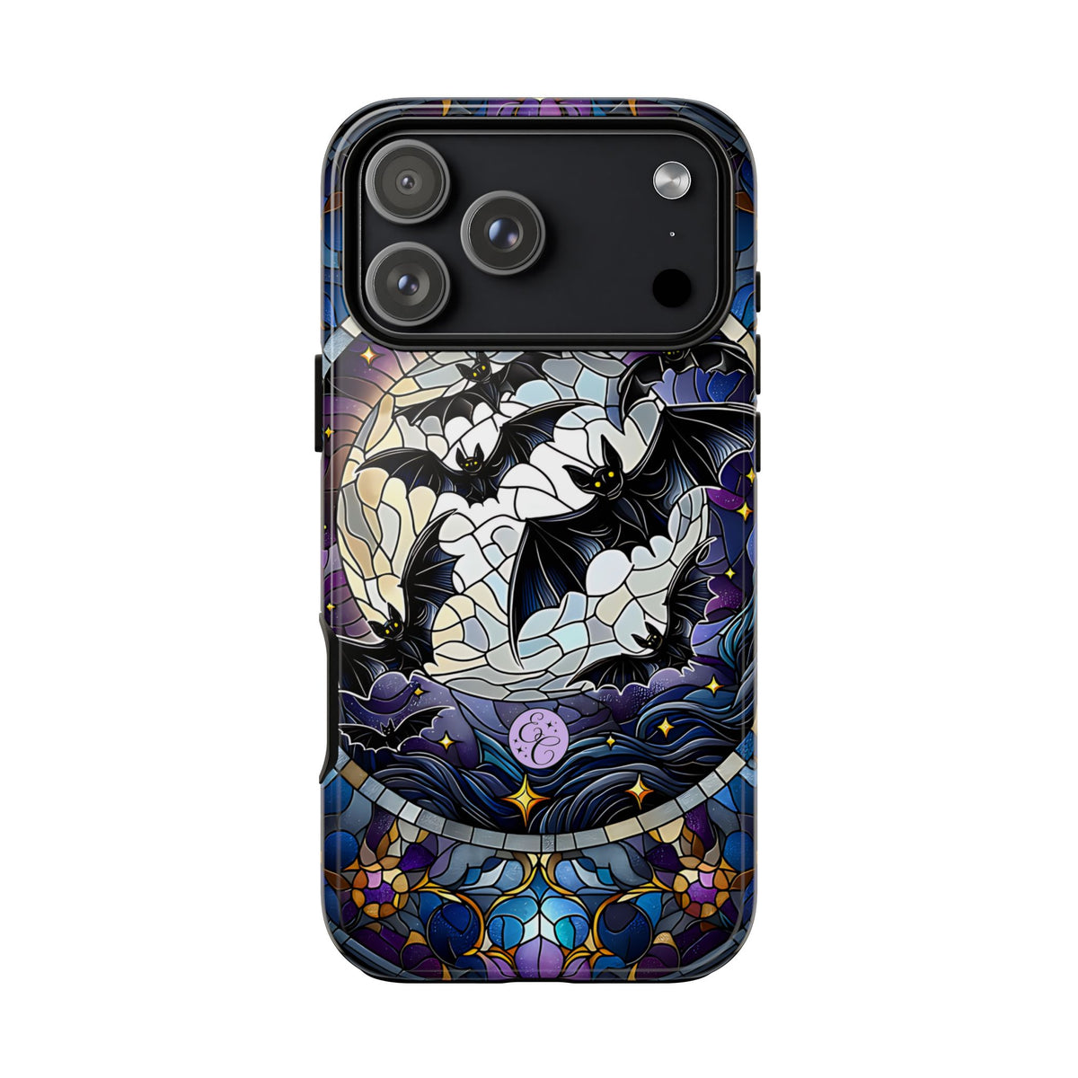 Midnight Bats Stained Glass Halloween Phone Case