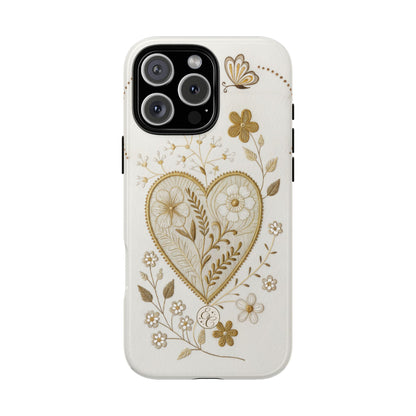 Floral Heart Design Tough Phone Case