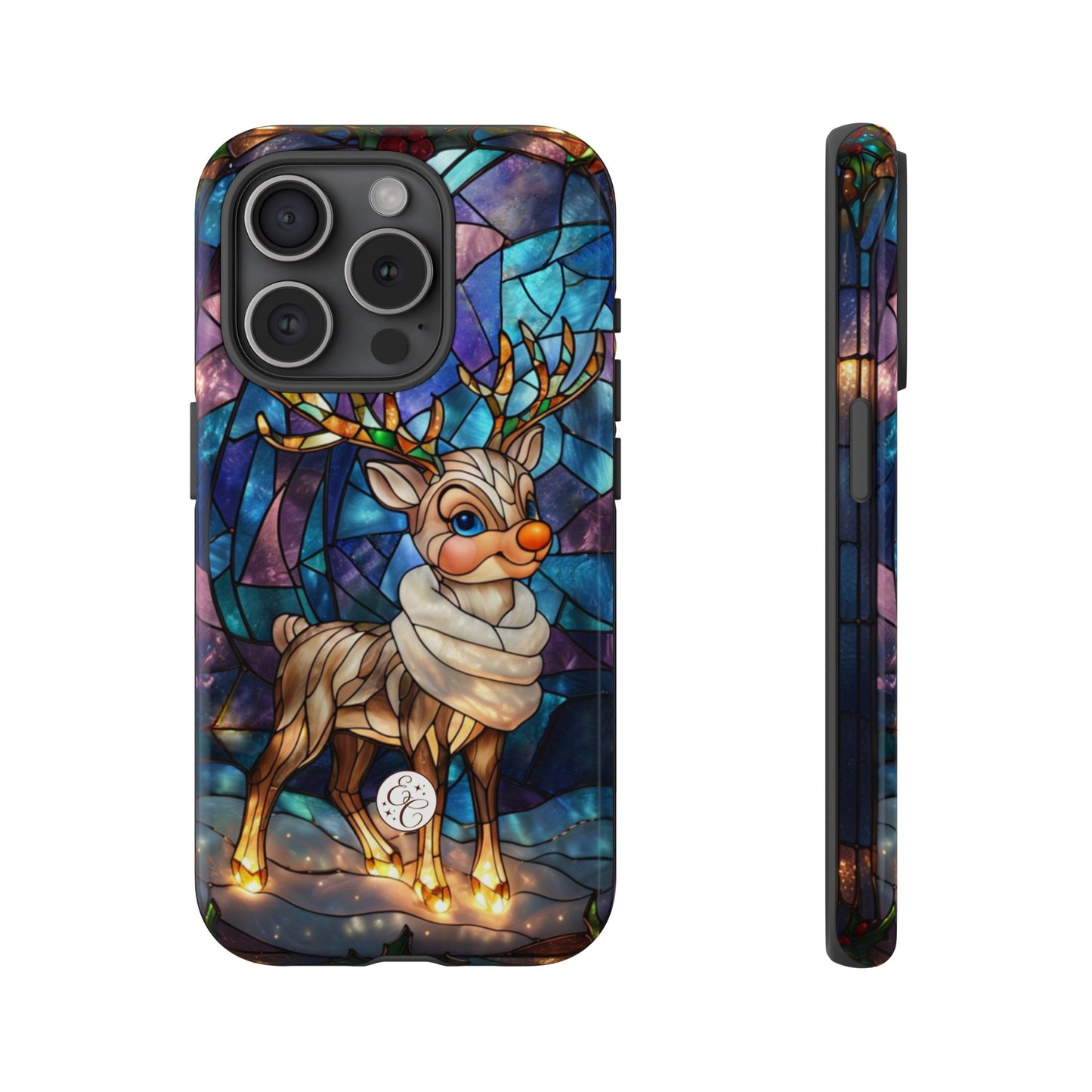 Cute Reindeer Stained Glass Tough Phone Case