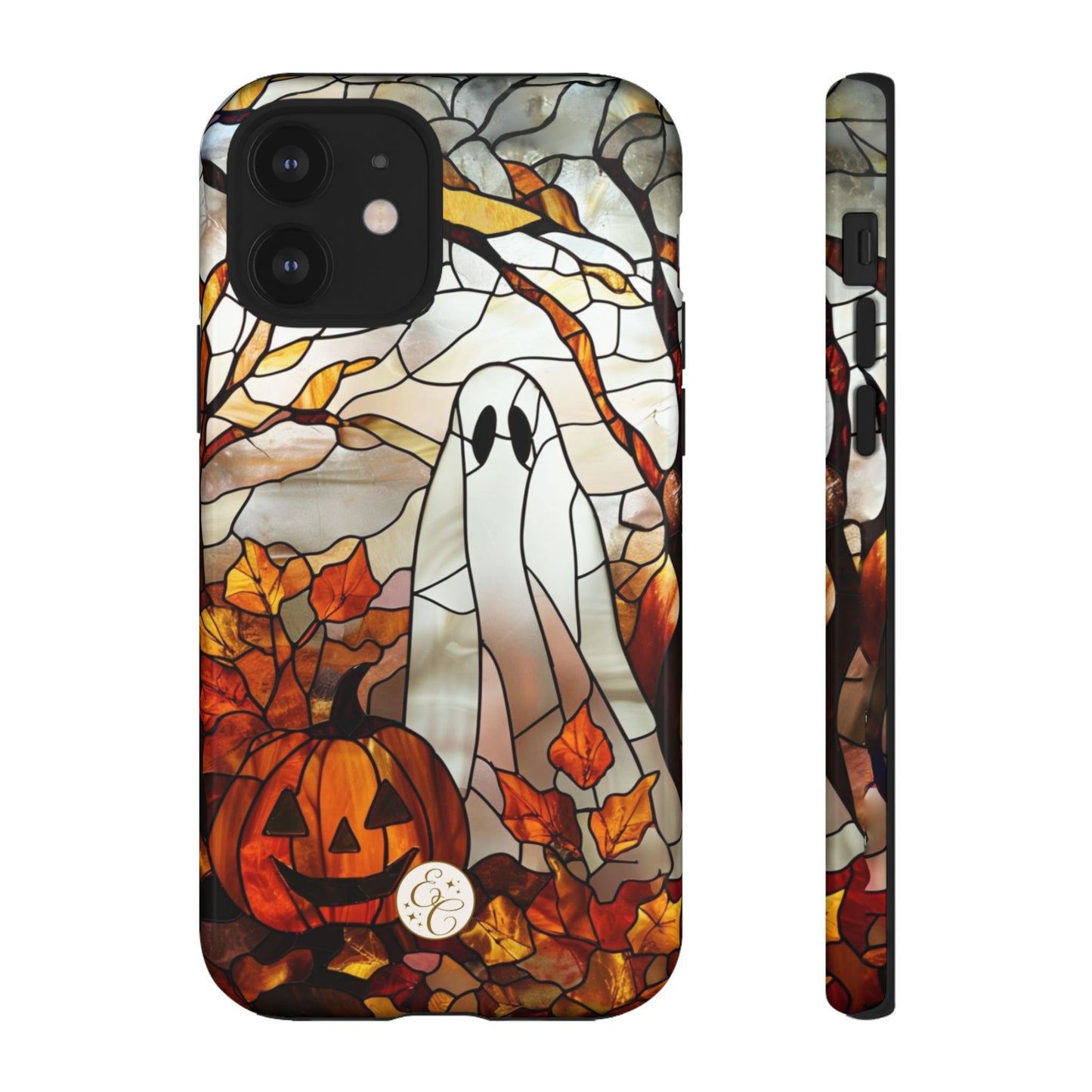 Halloween Ghost & Pumpkin Stained Glass Tough Phone Case