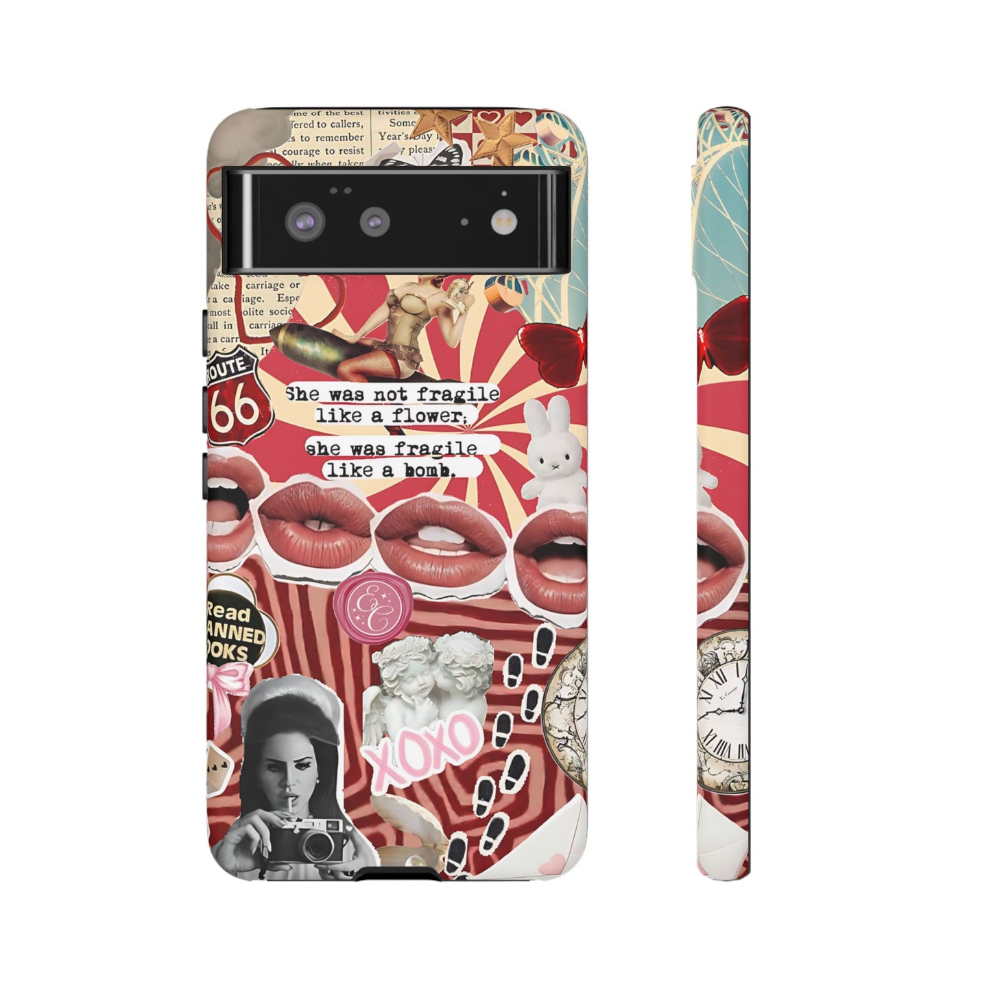 Feminine Aesthetic Retro Collage Tough Phone Case