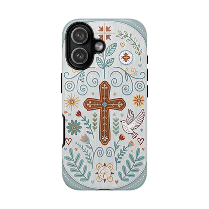 Christian Cross Floral Tough Phone Case