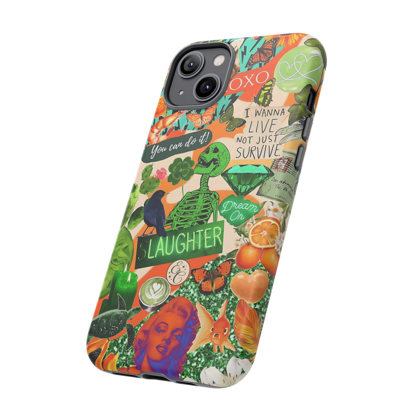 Green and Orange Collage Tough Phone Case