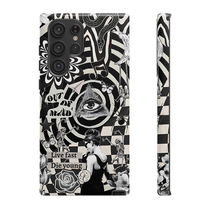 Black and White Psychedelic Art Tough Phone Case