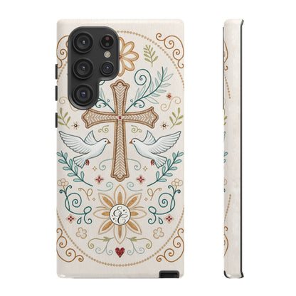 Christian Cross and Doves Tough Phone Case