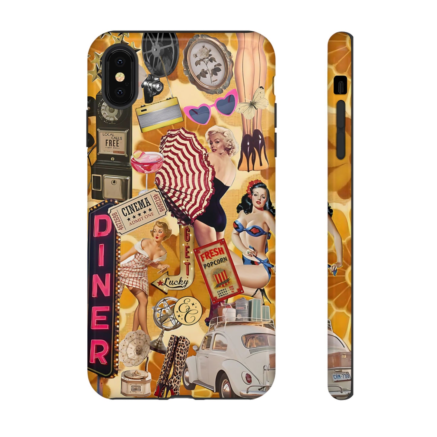 Retro Pin-up Collage Tough Phone Case