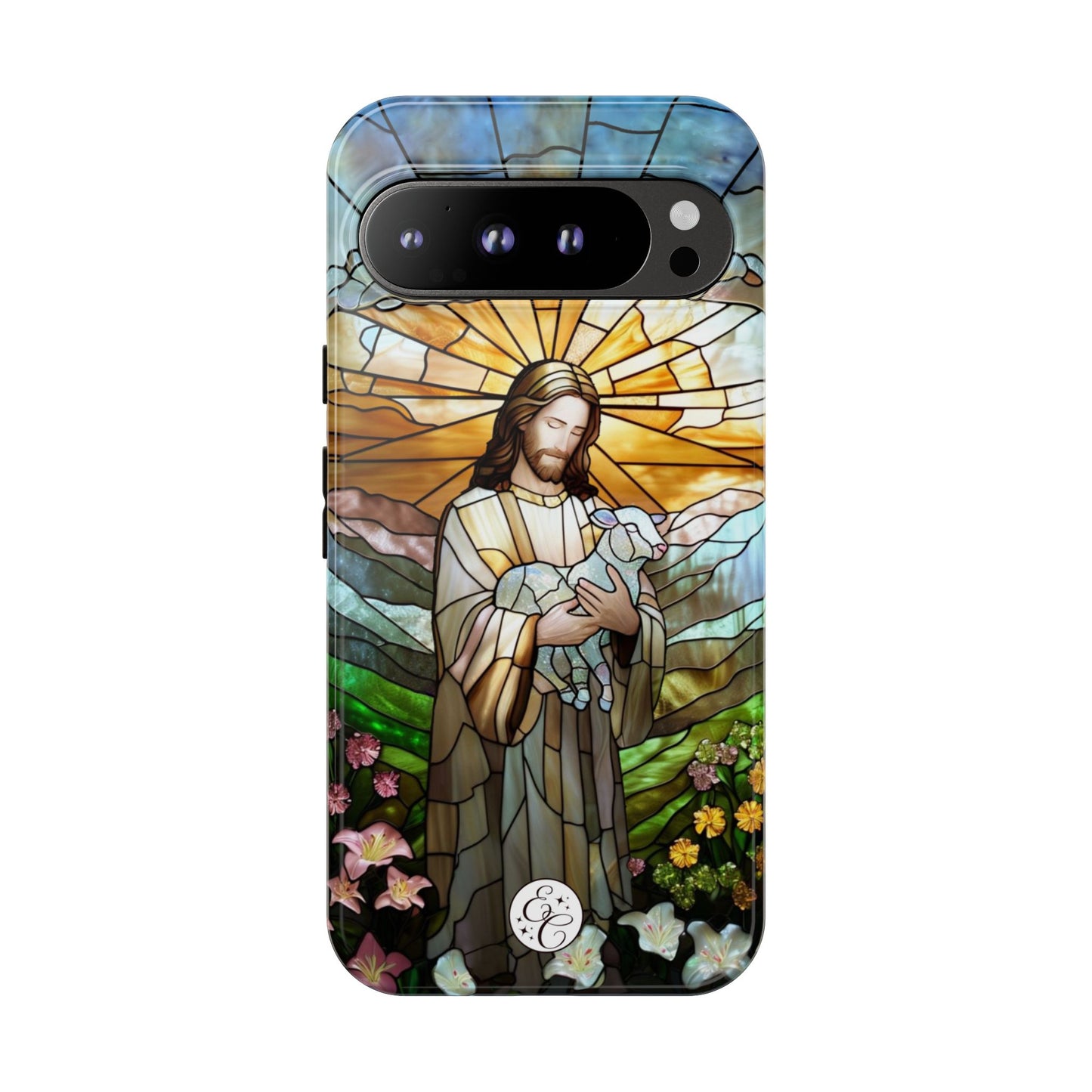 Jesus Holding a Lamb Stained Glass Tough Phone Case