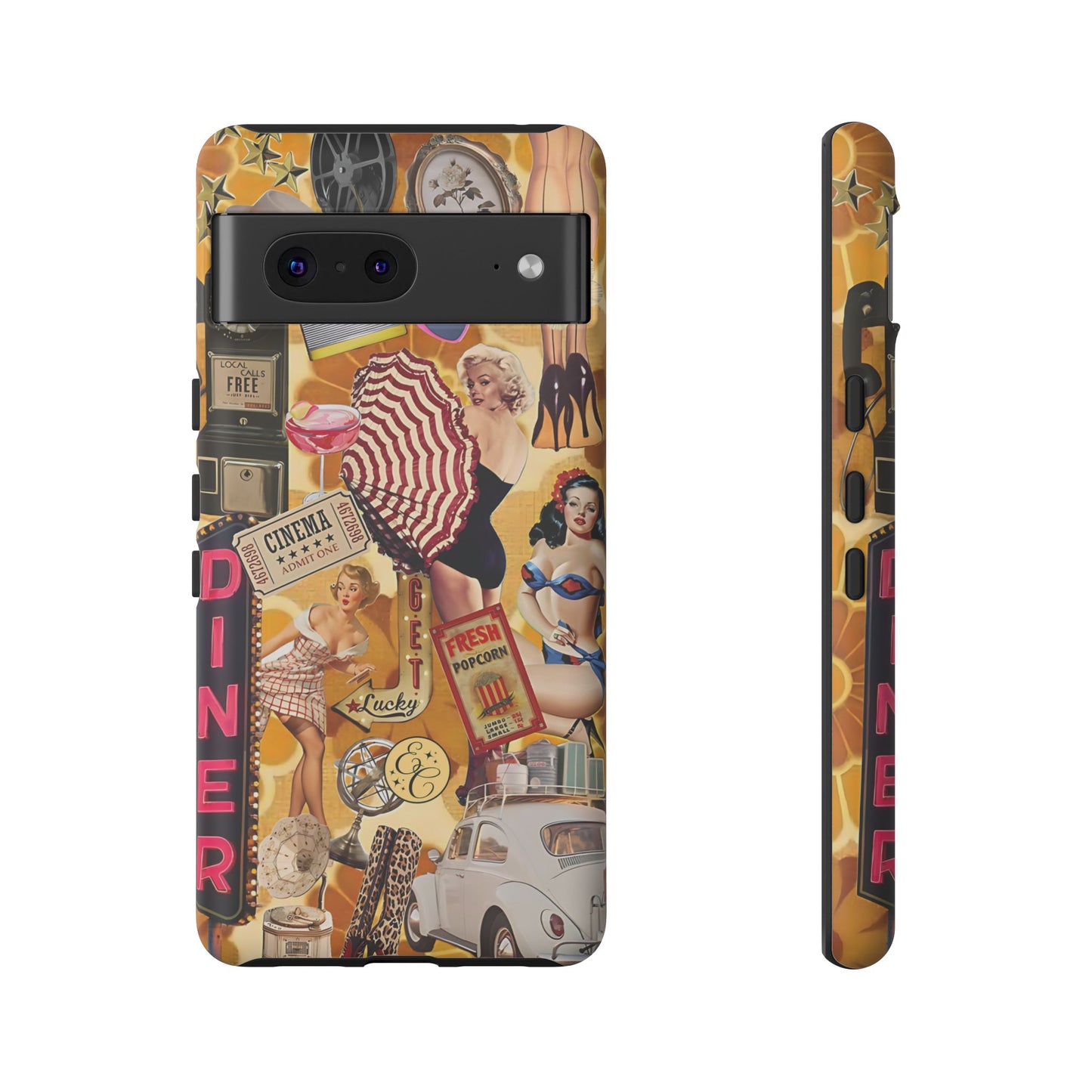 Retro Pin-up Collage Tough Phone Case