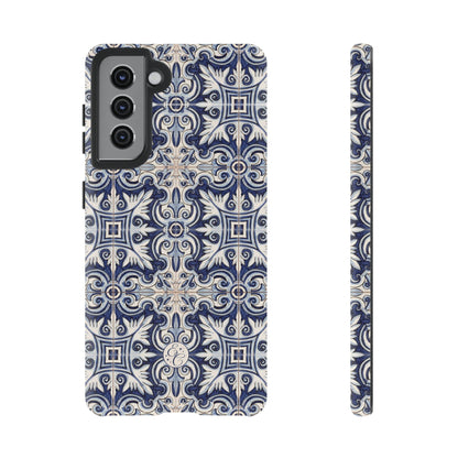 Mediterranean Floral Ceramic Pattern Tough Phone Case