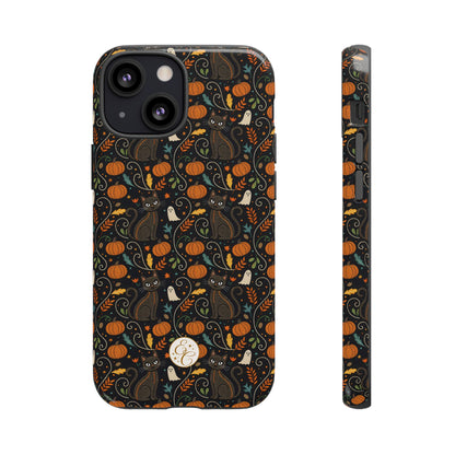 Boho Halloween Black Cat Pattern Tough Phone Case