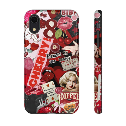 Cherry Theme Retro Collage Tough Phone Case