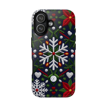 Snowflakes and Poinsettias Tough Phone Case