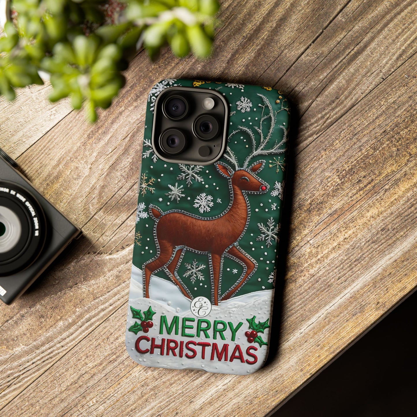 Merry Christmas Reindeer Tough Phone Case