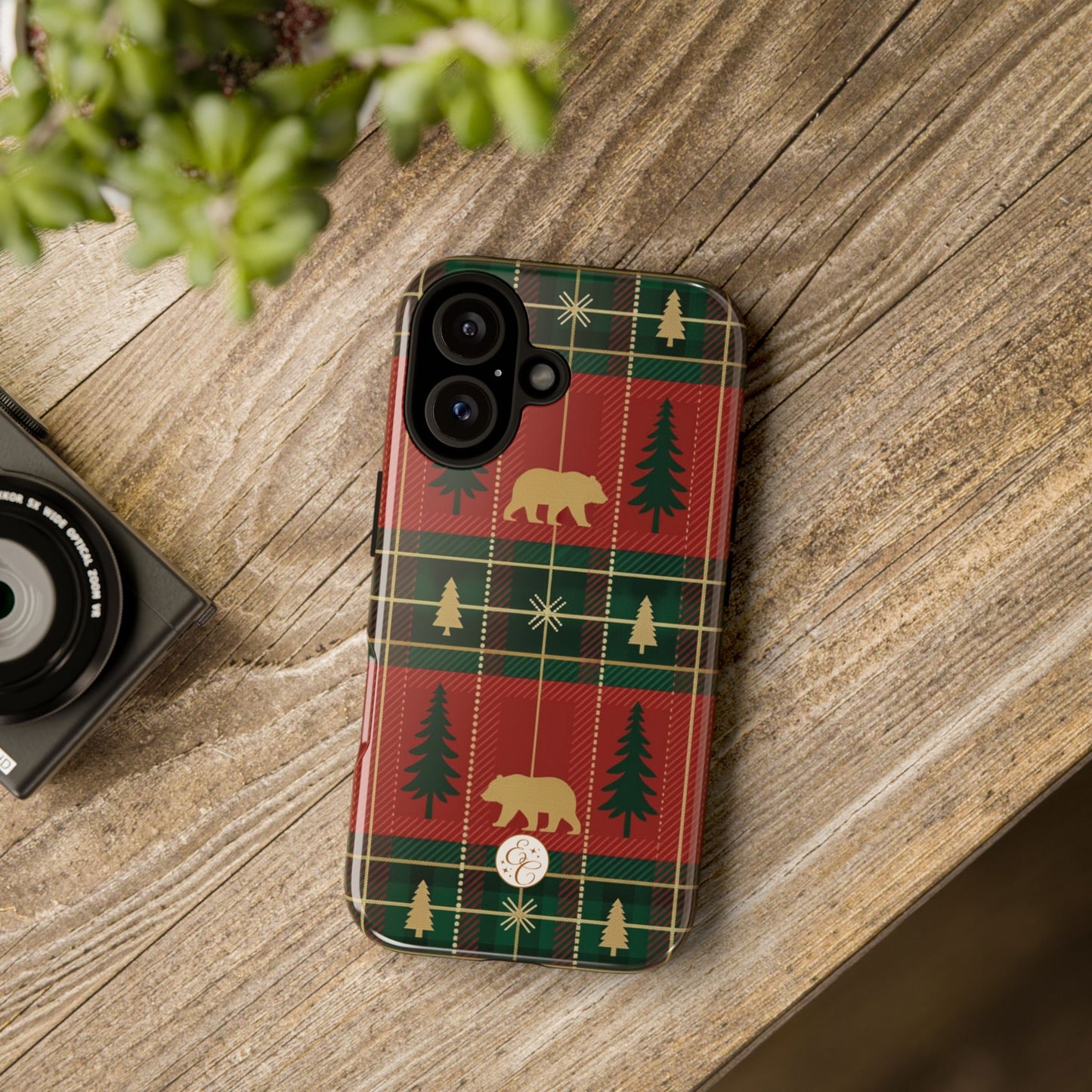 Christmas Bear Plaid Tough Phone Case