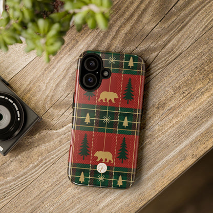 Christmas Bear Plaid Tough Phone Case