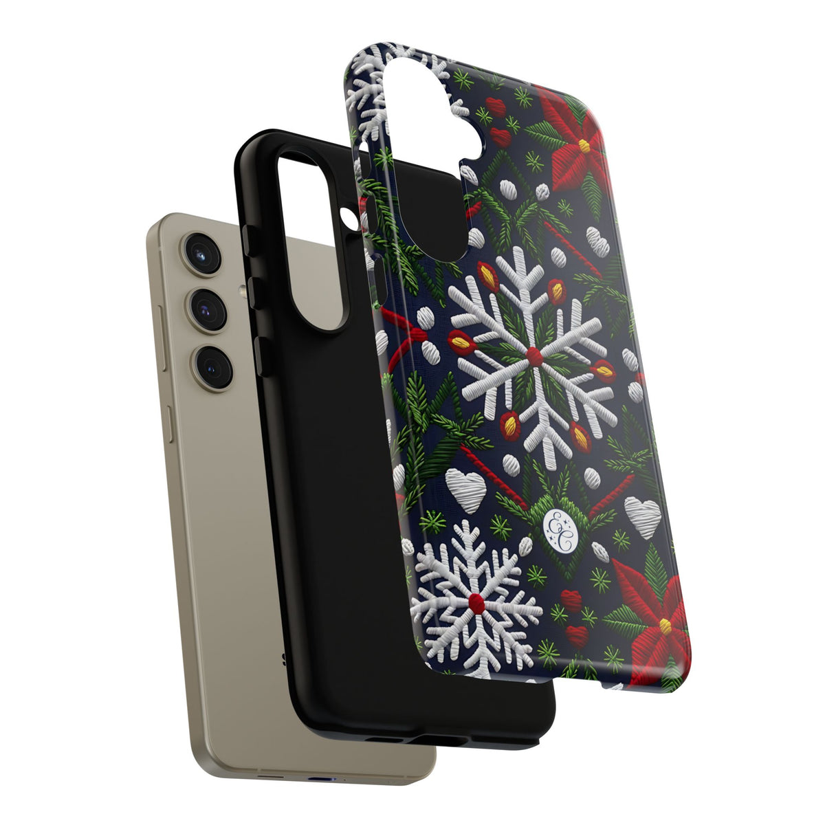 Snowflakes and Poinsettias Phone Case