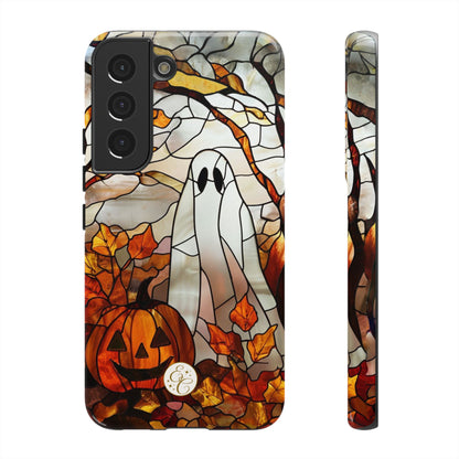 Halloween Ghost & Pumpkin Stained Glass Tough Phone Case