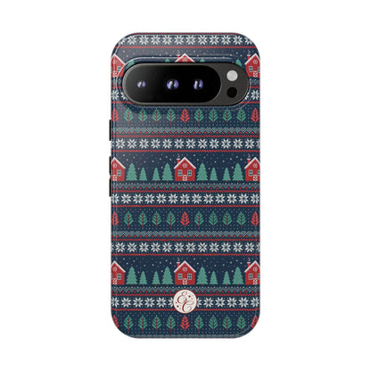 Winter Cottage Pattern Tough Phone Case