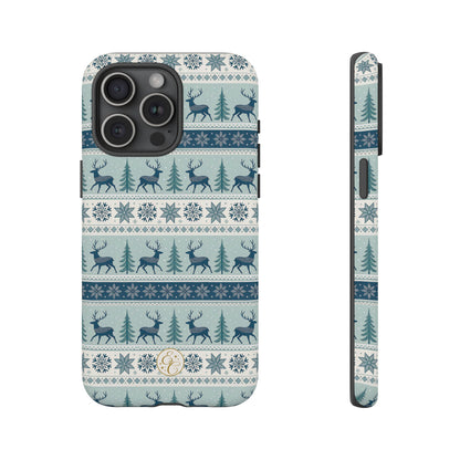 Blue Winter Reindeer Tough Phone Case