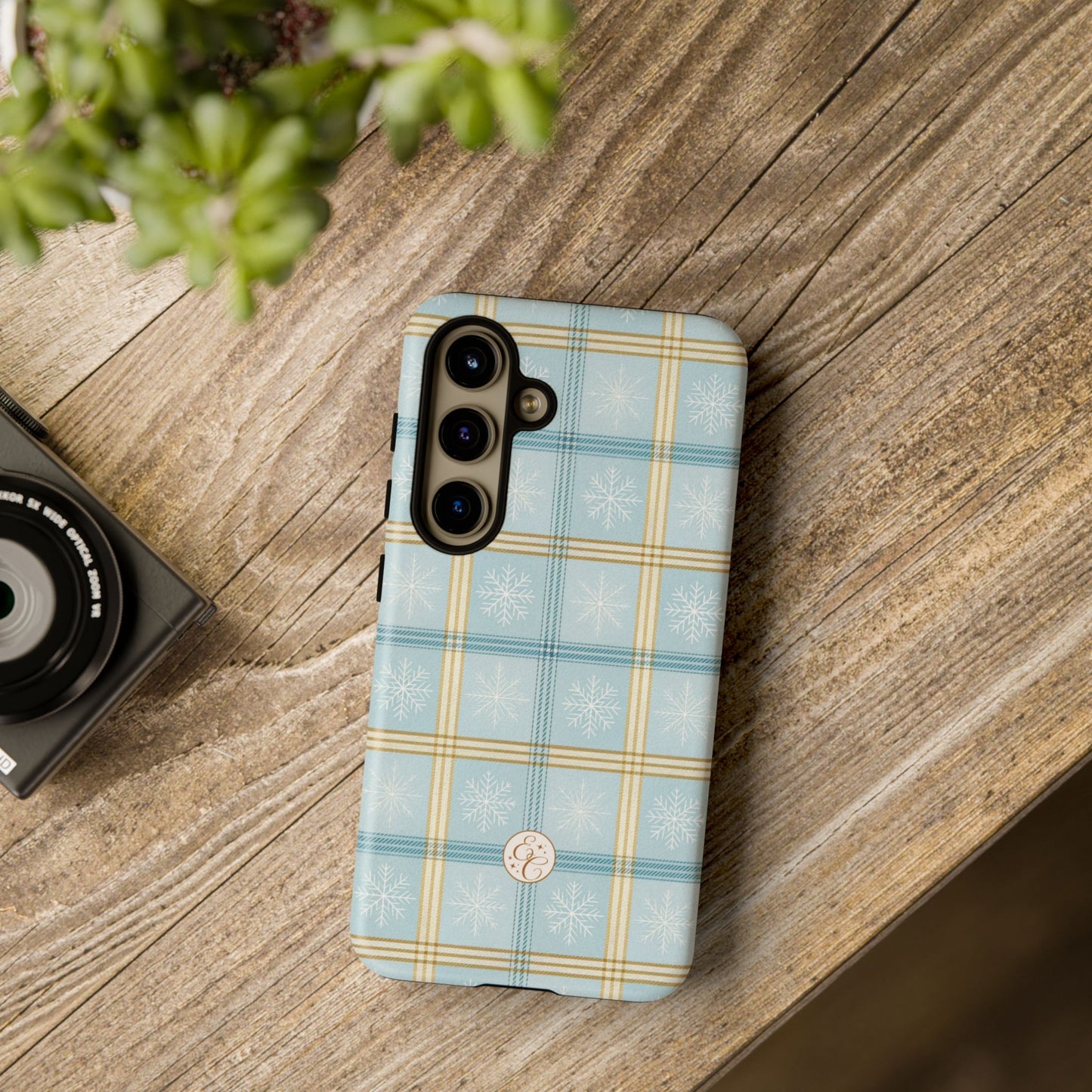 Blue Winter Plaid Tough Phone Case