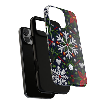 Snowflakes and Poinsettias Tough Phone Case