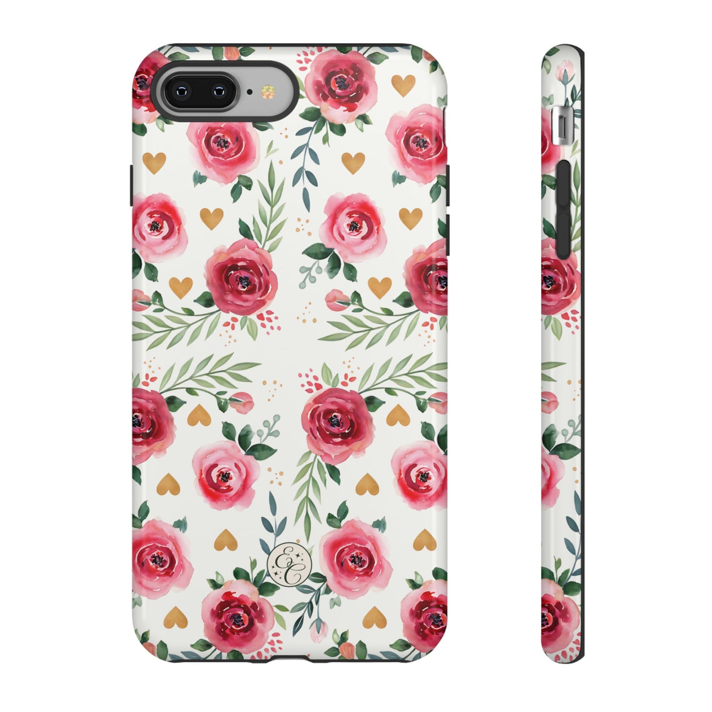 Hearts & Roses Watercolor Pattern Tough Phone Case