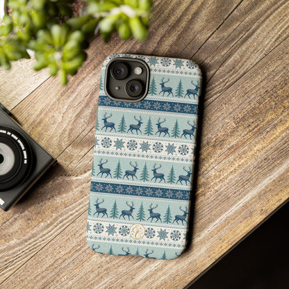 Blue Winter Reindeer Tough Phone Case