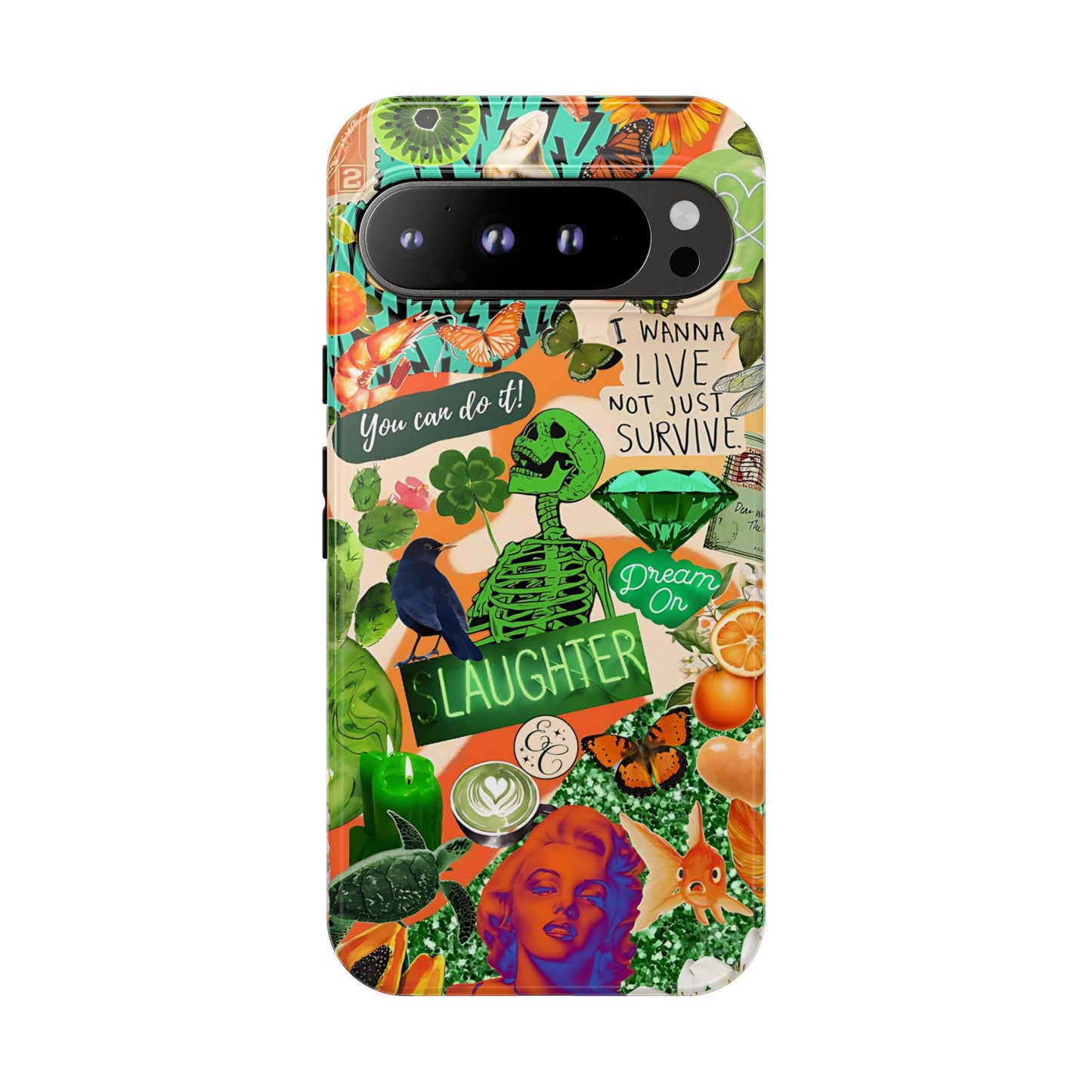 Green and Orange Collage Tough Phone Case