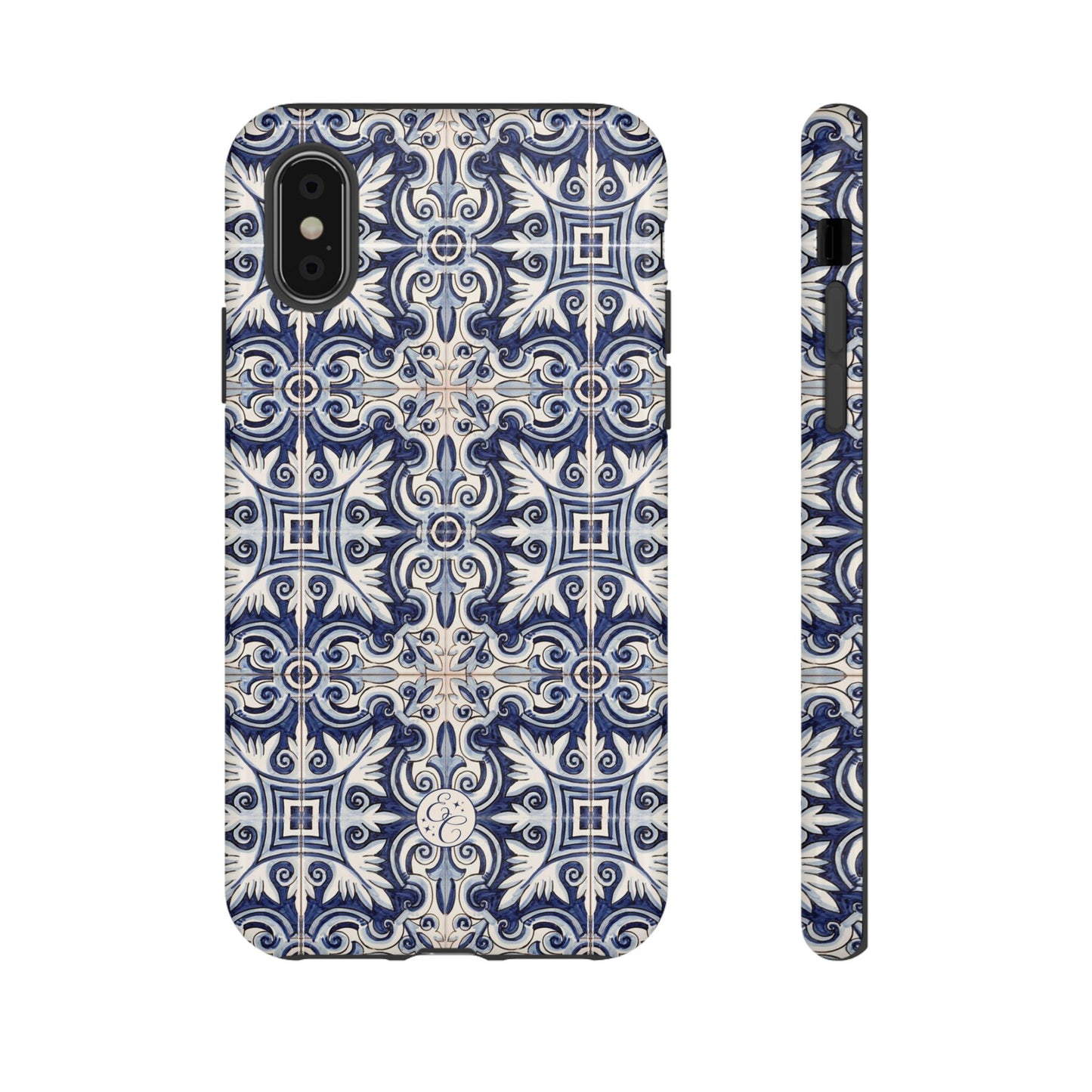 Mediterranean Floral Ceramic Pattern Tough Phone Case