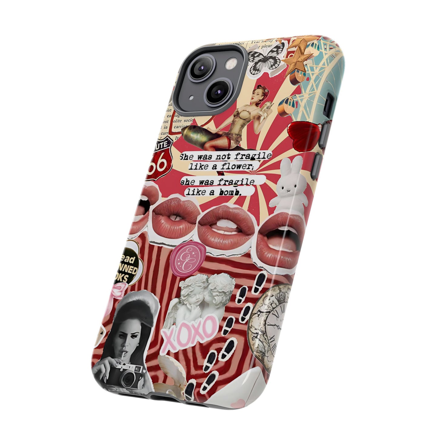 Feminine Aesthetic Retro Collage Tough Phone Case