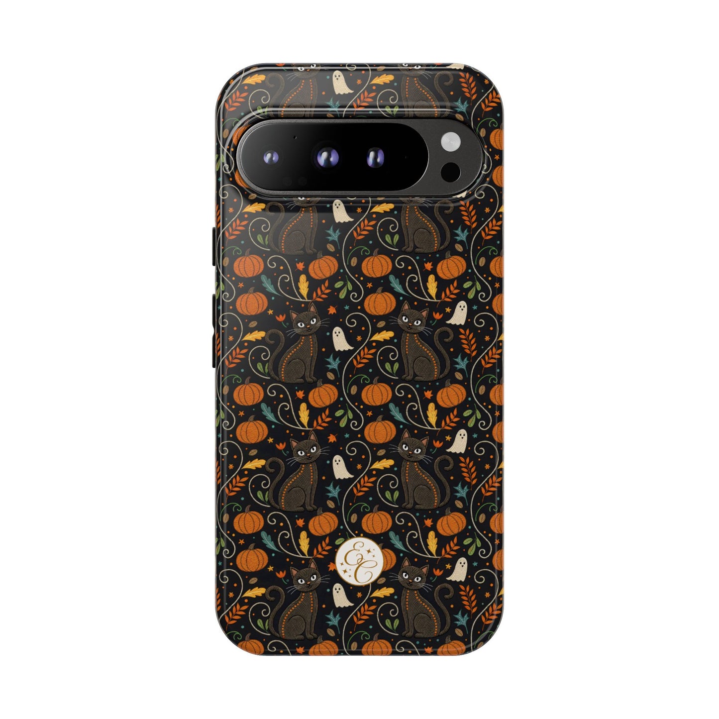 Boho Halloween Black Cat Pattern Tough Phone Case