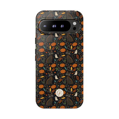 Boho Halloween Black Cat Pattern Tough Phone Case